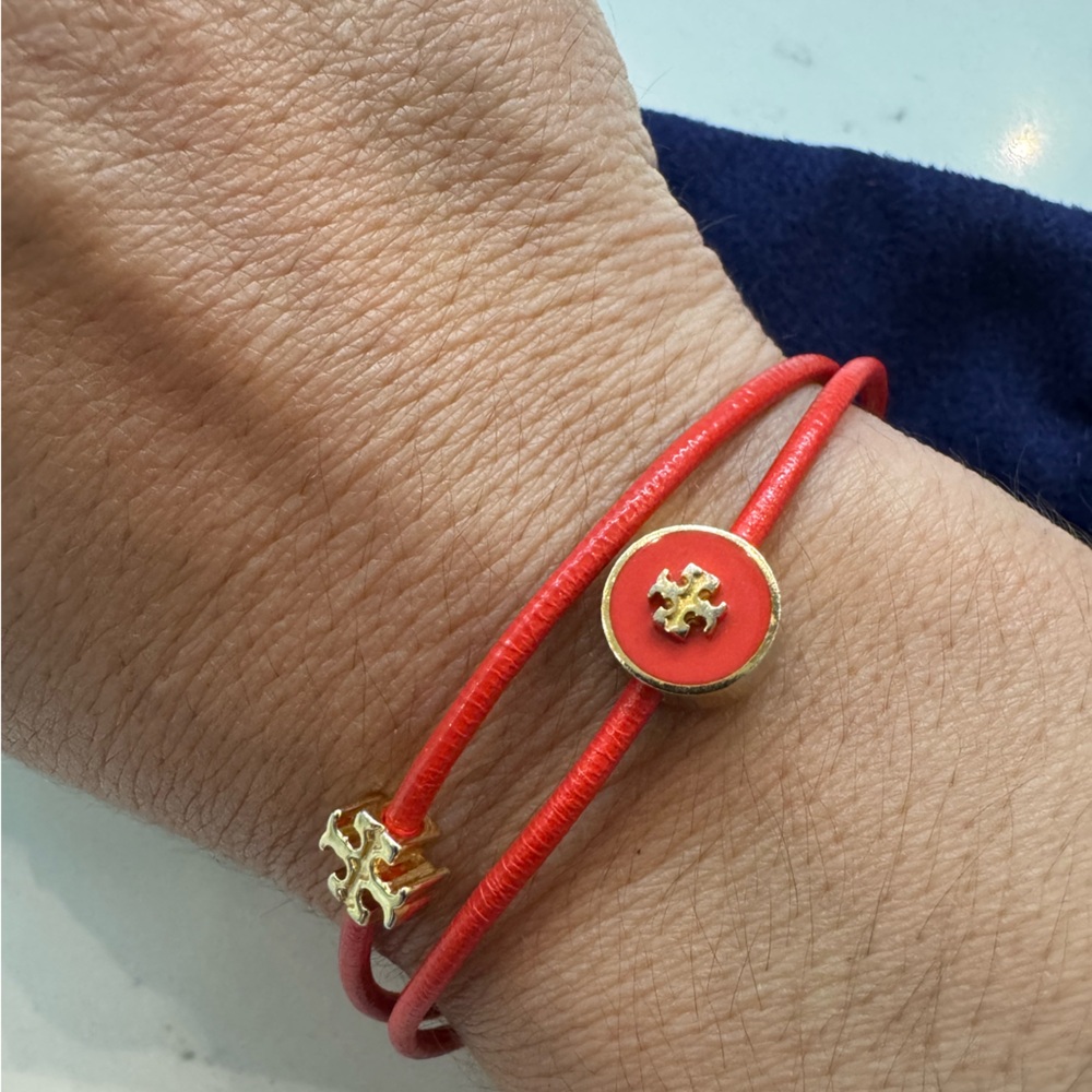 Tory Burch Kira Orange Enamel Slider Bracelet!